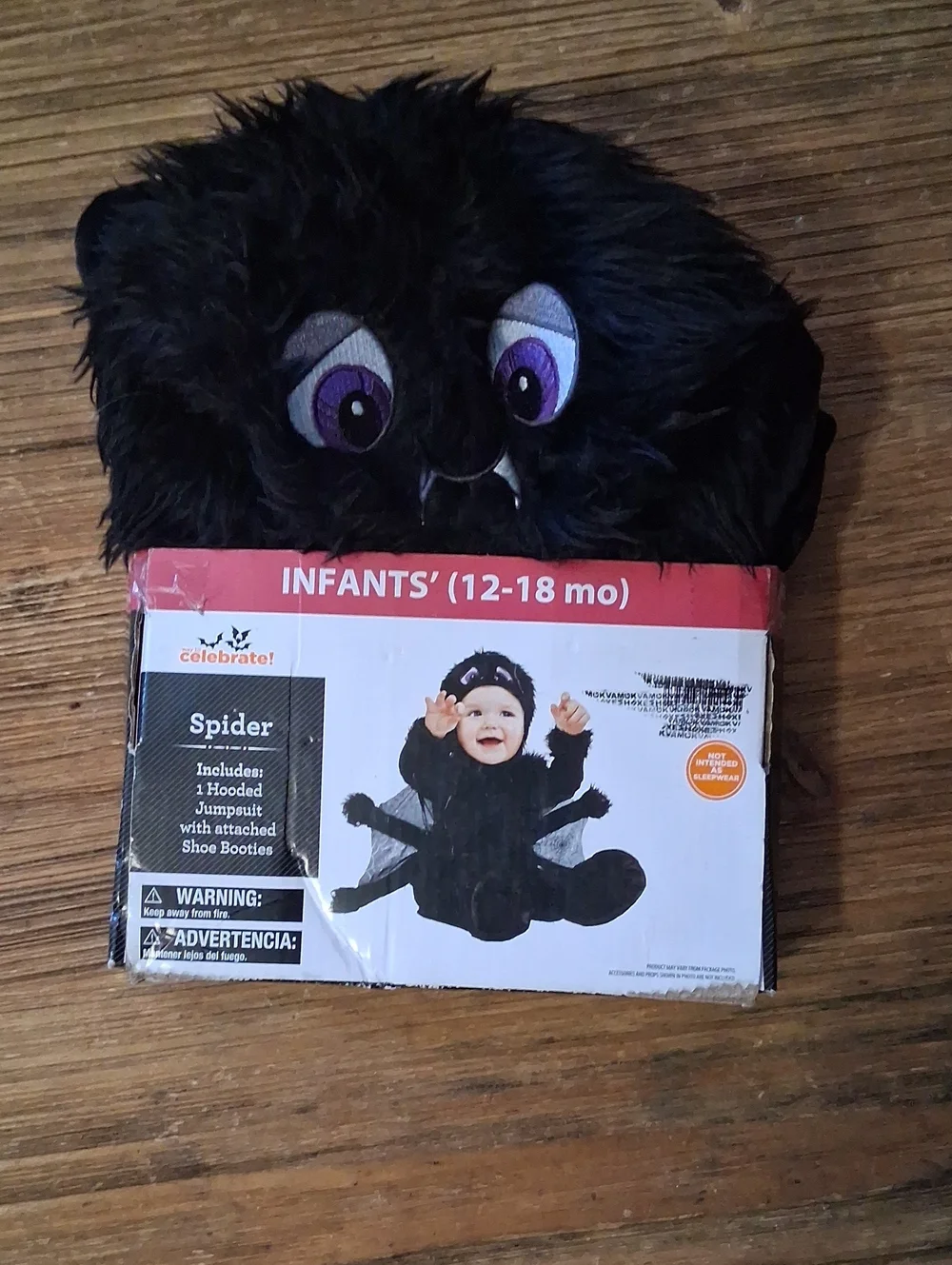 Infant Black Spider Hooded Jumpsuit Costume (12-18M)